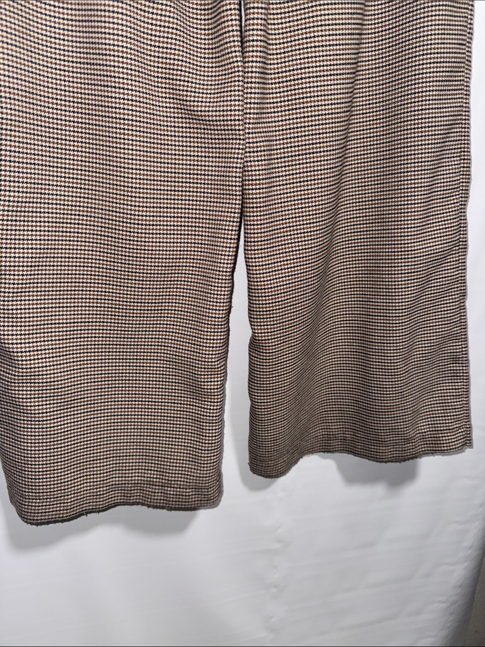 Steve Madden Brown Houndstooth High Waisted Wide Leg Pleated Pants Size Large - Picture 12 of 13
